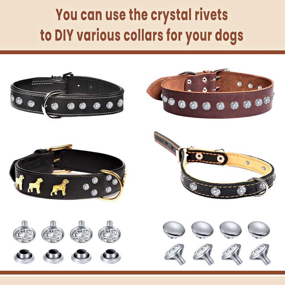 Rhinestone Rivets 600 Sets 6 Sizes White Clear Crystal Rapid Studs Silver