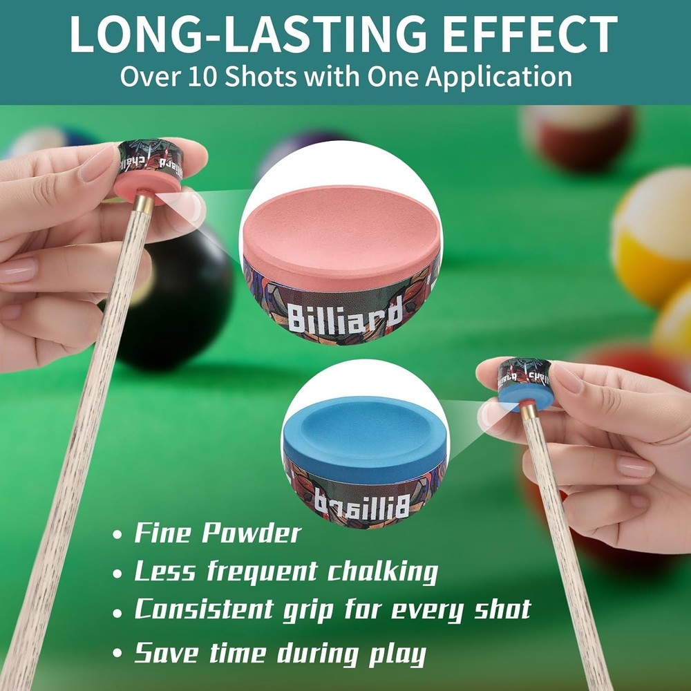 Pool Cue Chalk 2 Pack, Nano Technology Pool Stick Chalk, Billiard Table Acces...