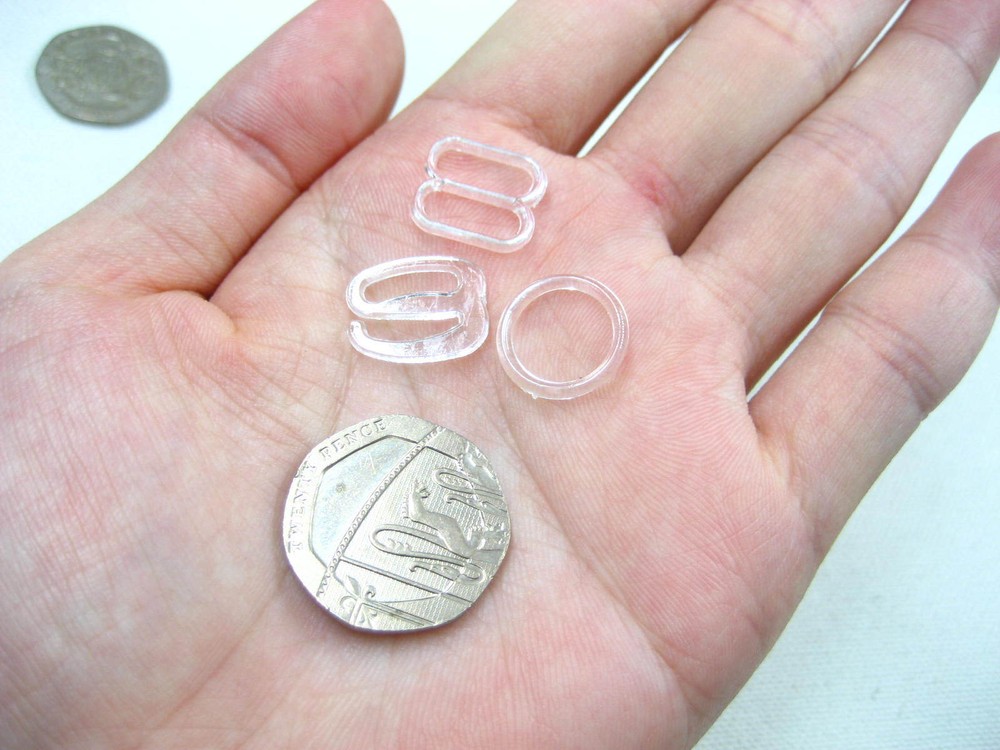 10sets clear Headband Bra Strap adjustment bits slider O ring hook bra Supplies