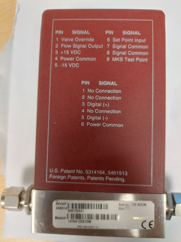 MKS 100sccm, 1479A12CS15M -Uncalibrated, As is.