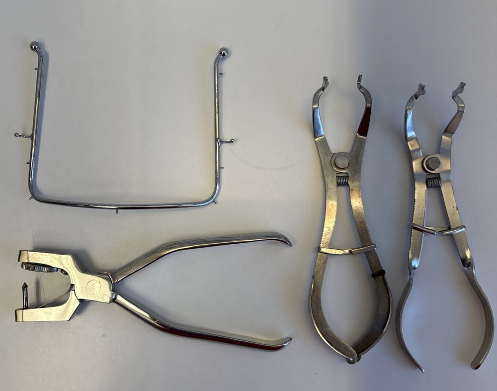 LOT Schein Rubber Dam Punch Parkell Ivory Forceps Young Frame