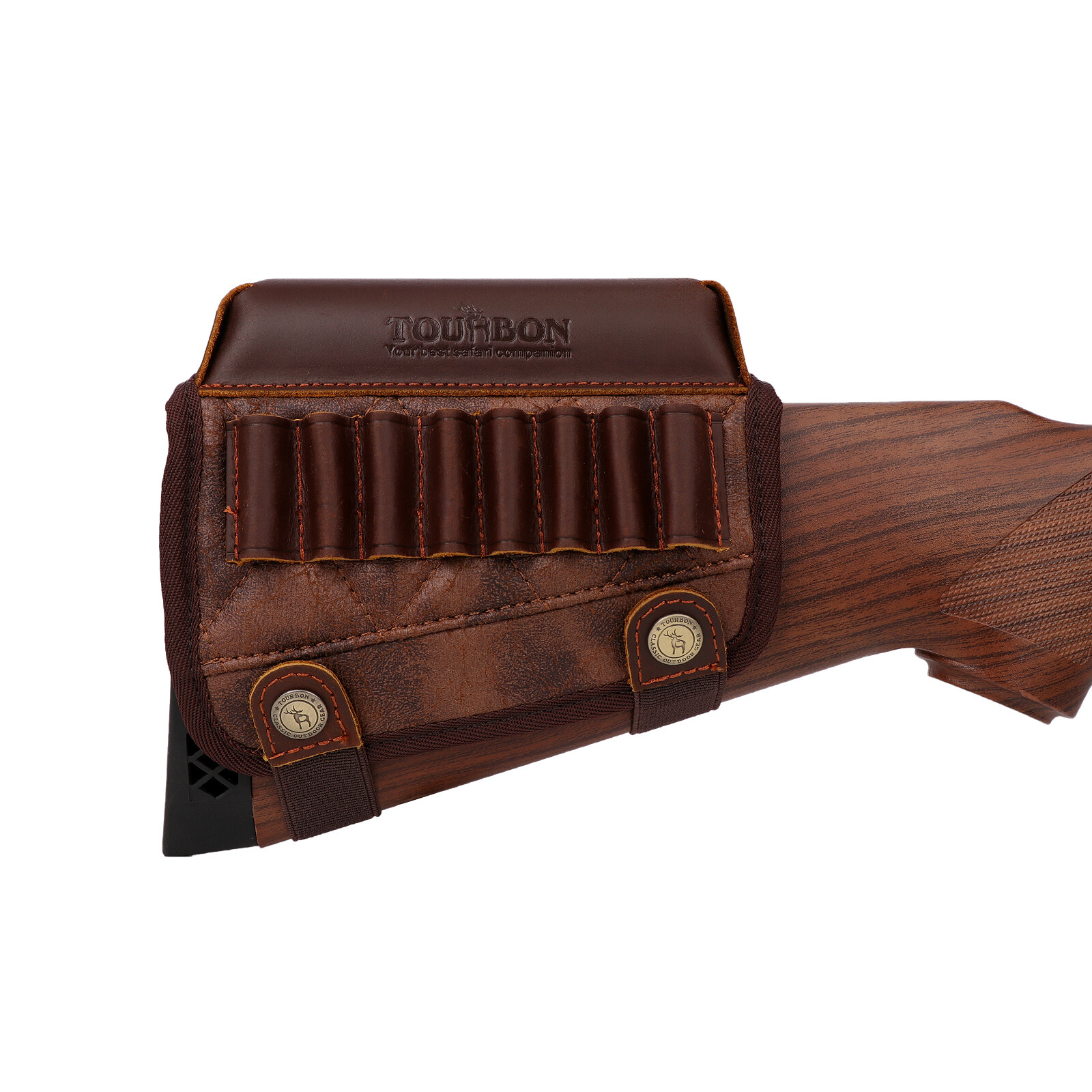 TOURBON PU Leather Cheek Riser Rest Rifle Buttstock Holder 308 WIN Ammo Carrier