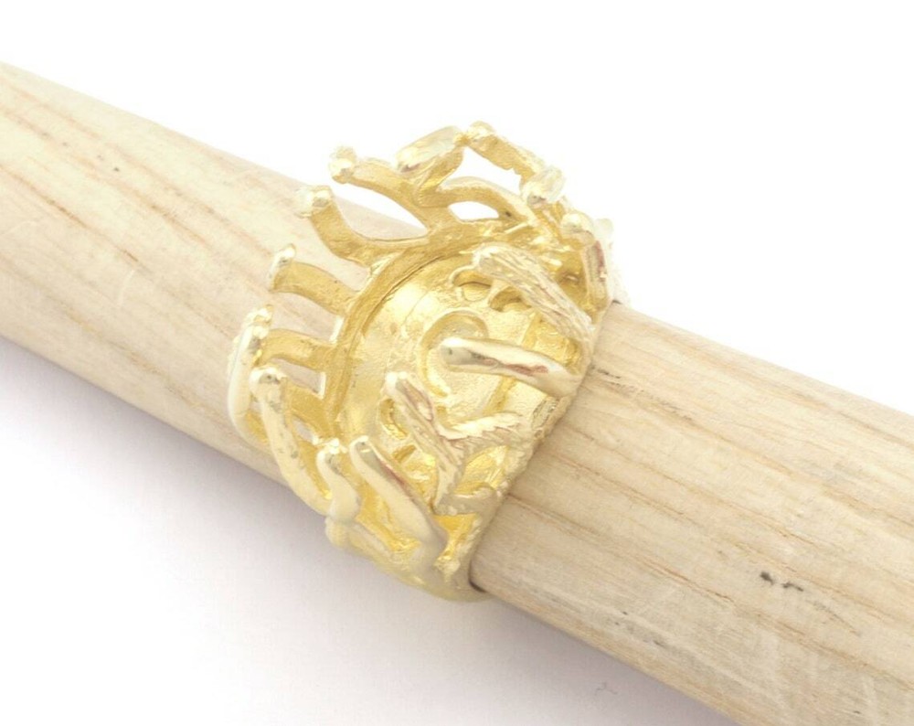 Raw Stone Claw Ring Setting Blank Base Adjustable Raw,Shiny silver-gold 4772