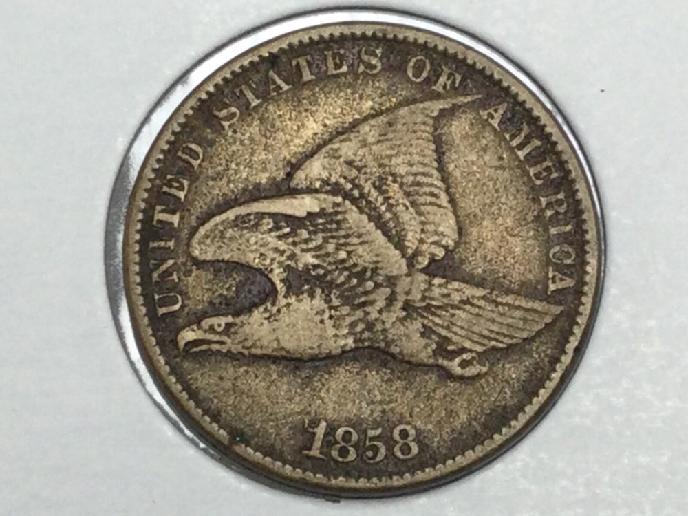 1858 small letters Flying Eagle Cent in very fine