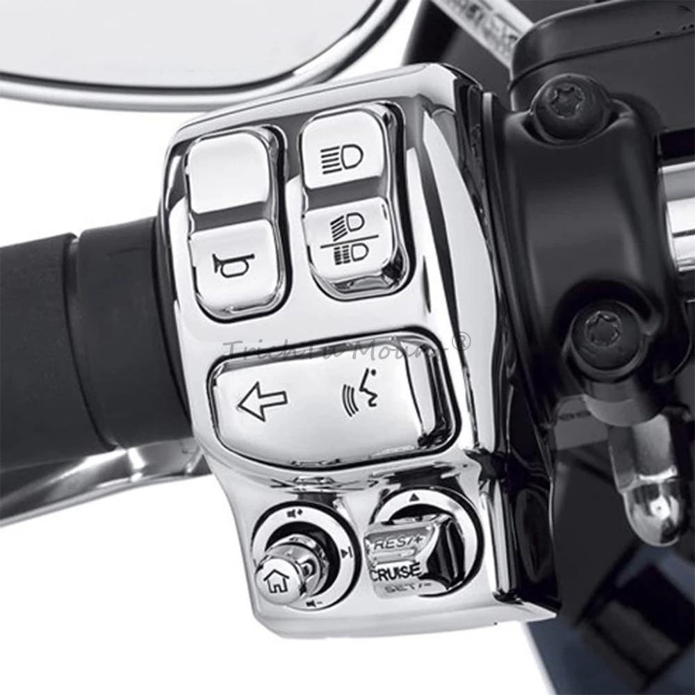 Chrome Hand Control Switch Housing Cover for Harley Road King FLHR/I 2014-2022