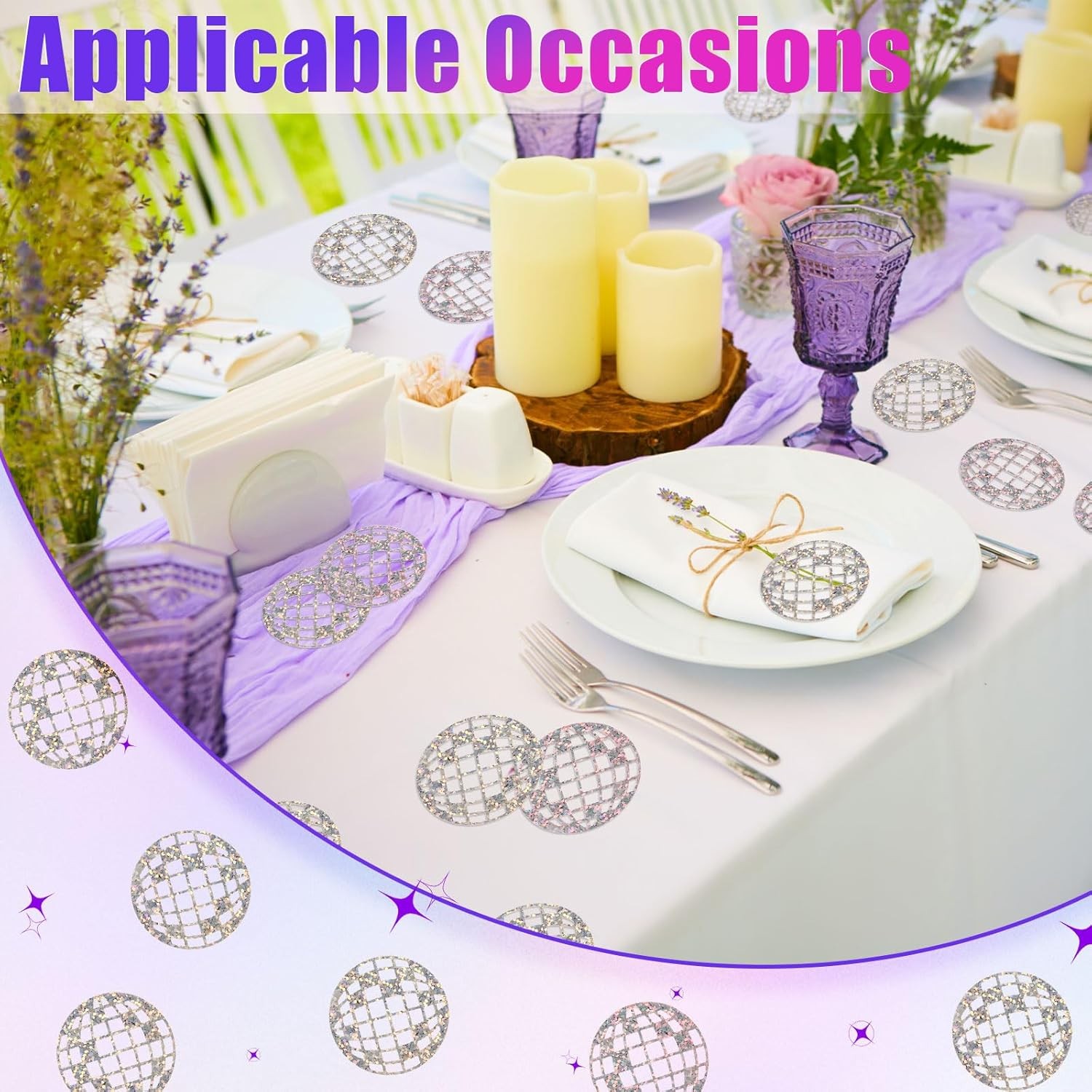 100pcs Glitter Disco Ball Table Confetti, Disco Theme Party Confetti for Bachelo