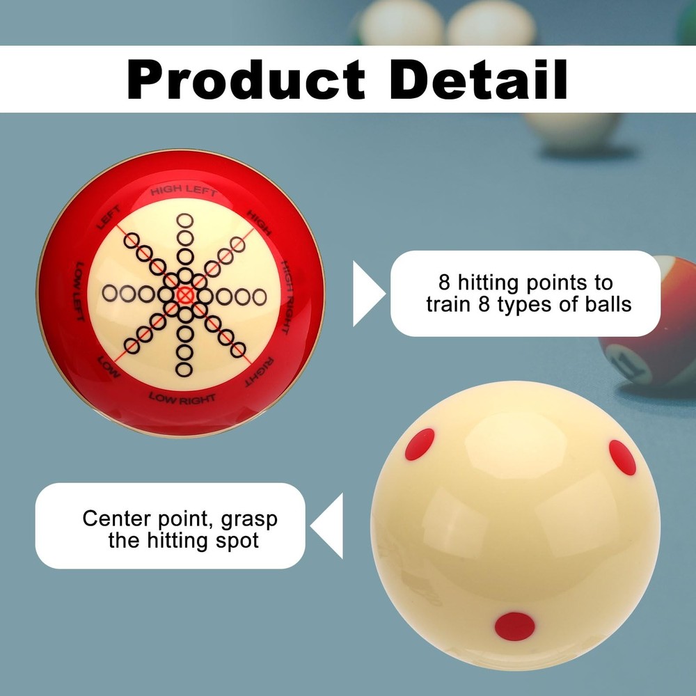 2pcs Billiard Training Cue Ball, Pool Training Balls Billiards Practice Acces...