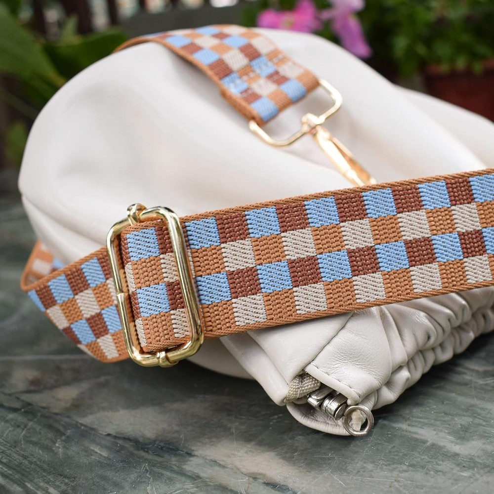 Replacement Purse Strap Shoulder Adjustable Checker-gold Hardware