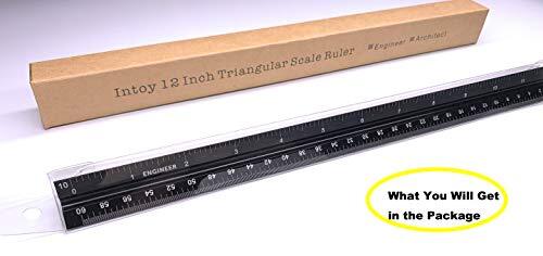 12 Inch Triangular Engineer Scale Ruler Anodized Solid Aluminum Core with Las...