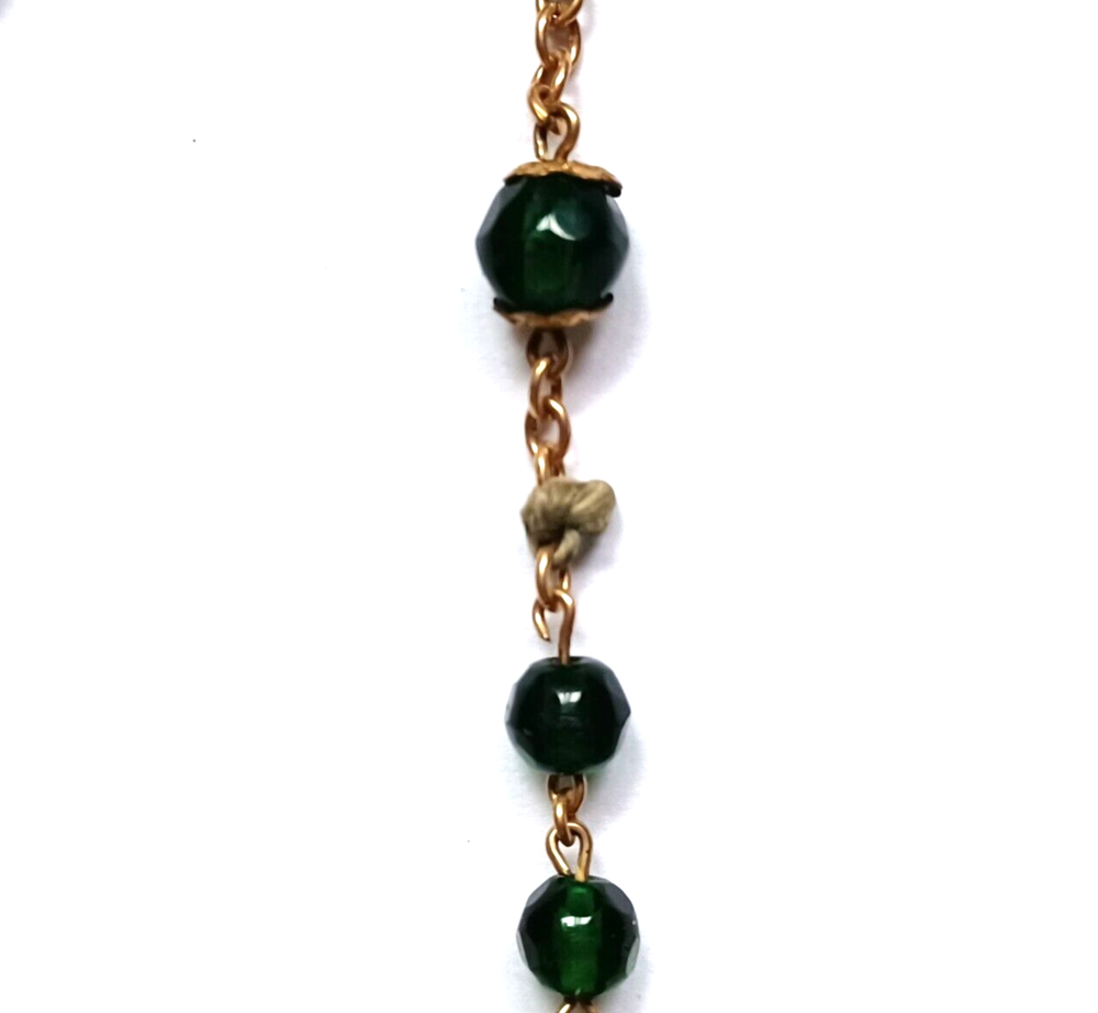 Vintage Green Glass Beaded Rosary
