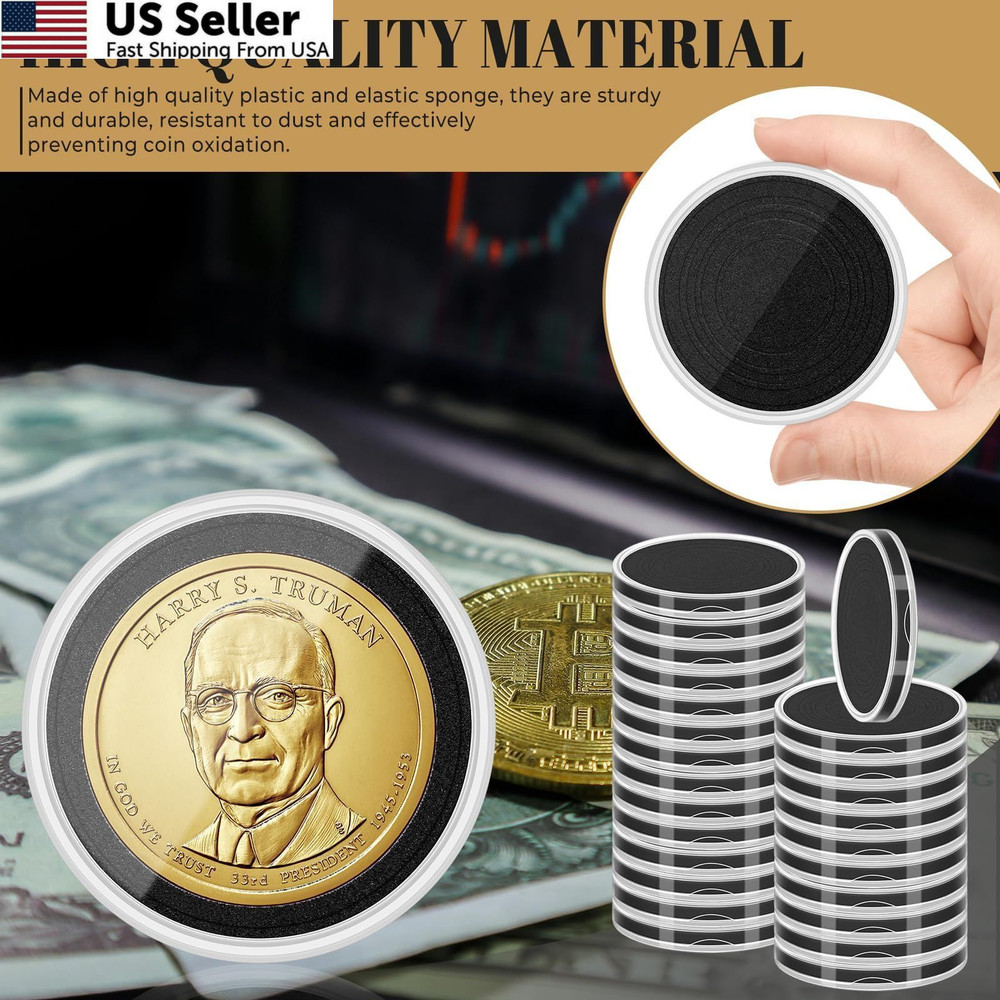 Fansunta 120 Pcs Silver Dollar Coin Holders, Clear Round Plastic Cases...