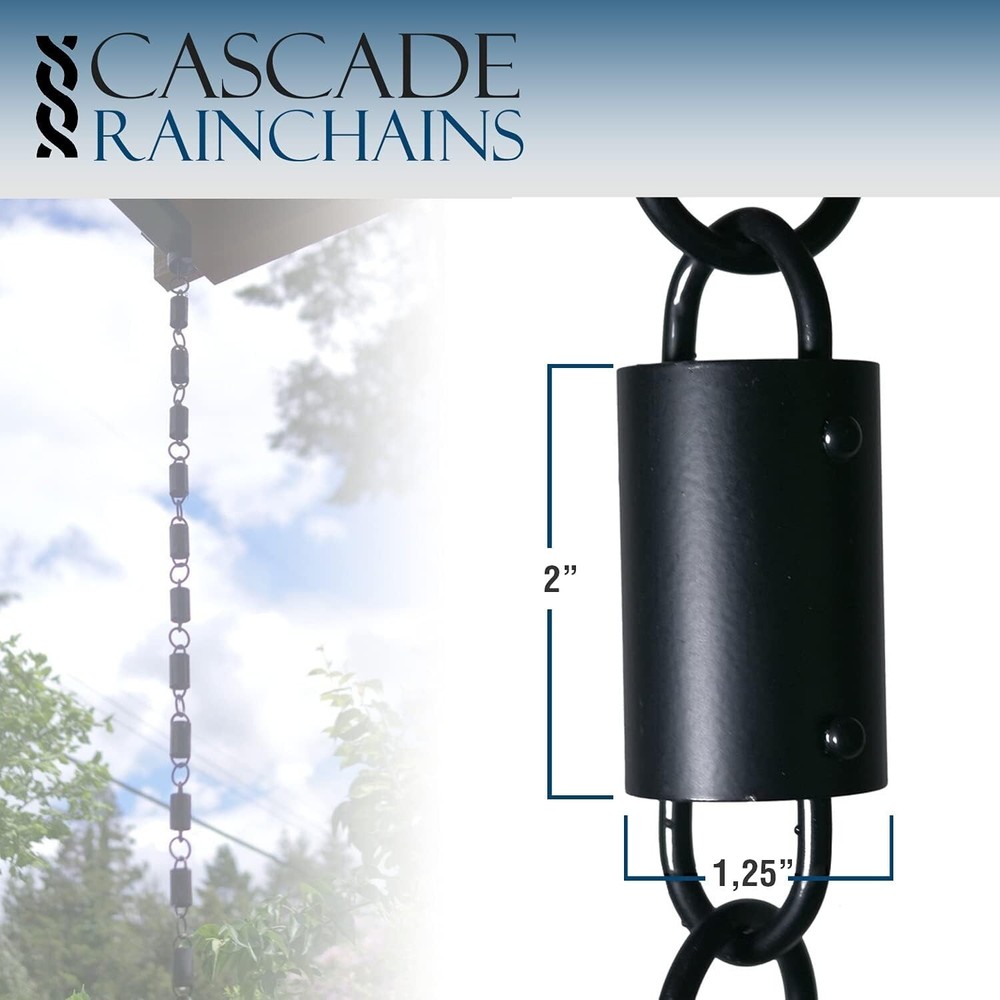 Cascade Rain Chains Black 8.5 Ft Decorative Downspout Square Loop Aluminum Chain