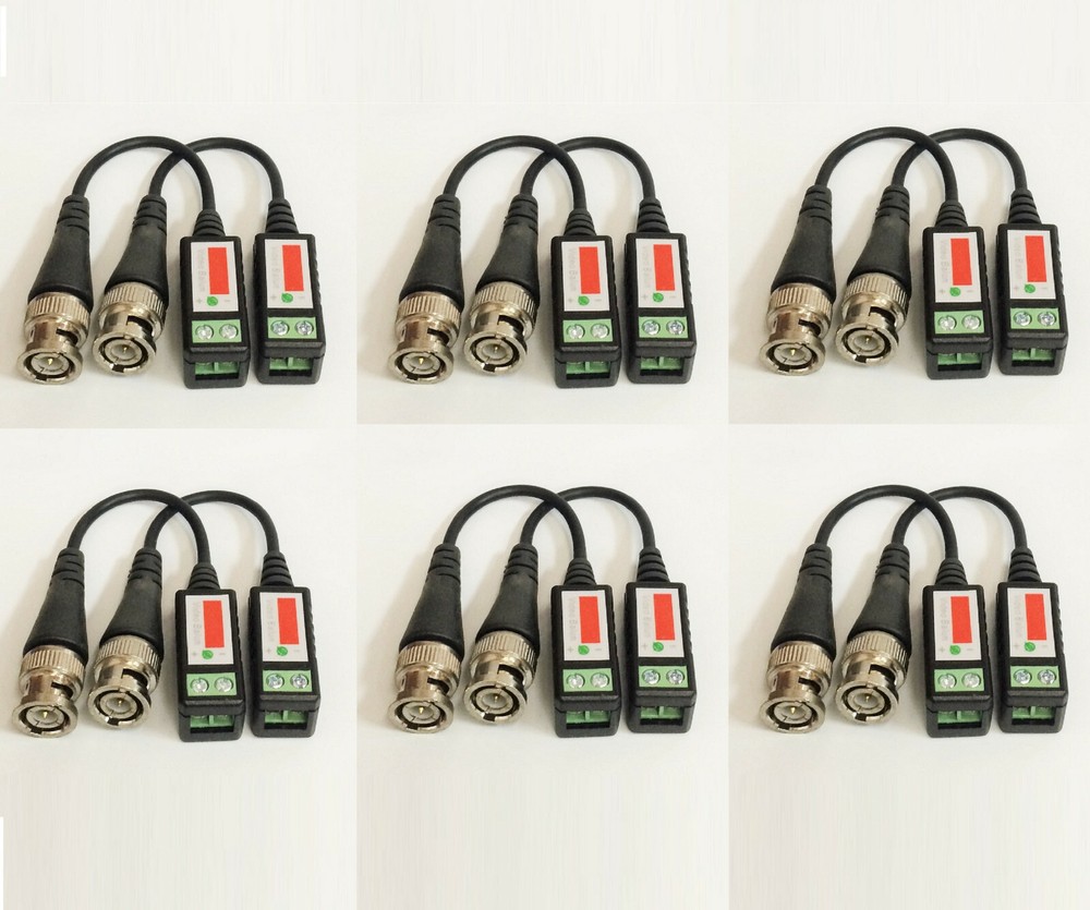 12 Pack ( 6 pair ) Camera CCTV BNC CAT5 Video Balun Transceiver Cable