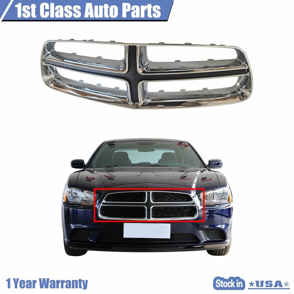 Front Grille Chrome & Black For 2011 2012 2013 2014 Dodge Charger CH1210109