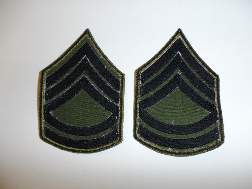 e4017p Vietnam US Army Rank Chevron Sergeant First Class pair OD R1D