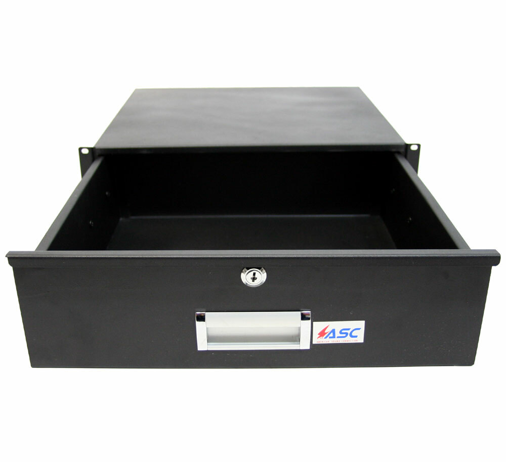 19" Rack Mount 3U Locking Drawer Pro Audio DJ Server Rack Lock Storage Cabinet