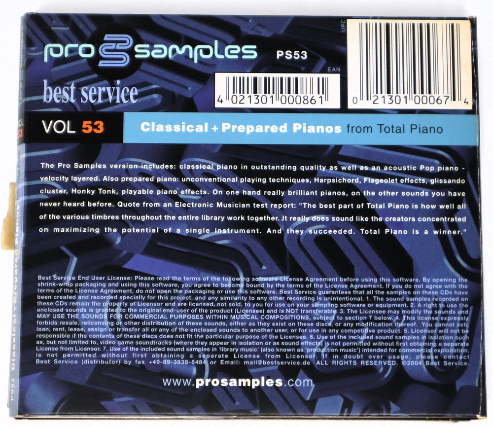 Best Service Pro Samples 53 Classical Prepared Pianos Sample Library/Sampling CD
