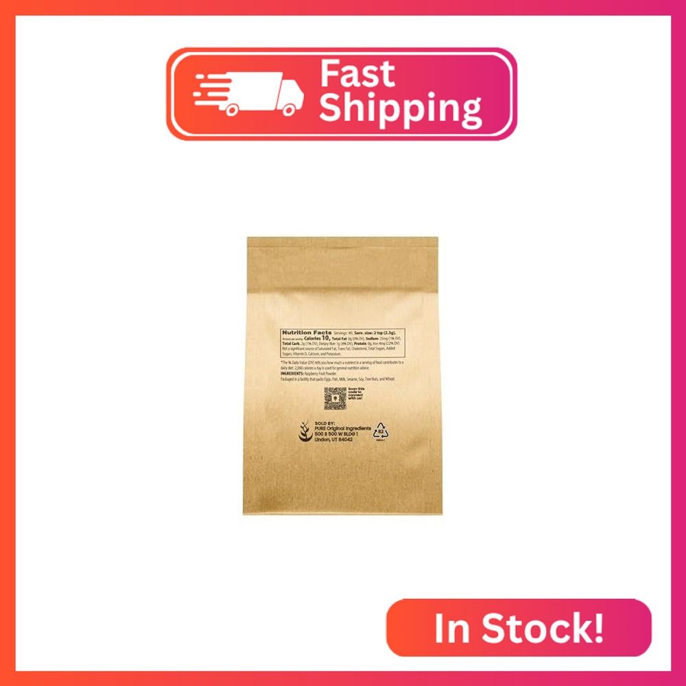 Pure Original Ingredients Raspberry Fruit Powder (4oz) Gluten-Free, Great in Smo