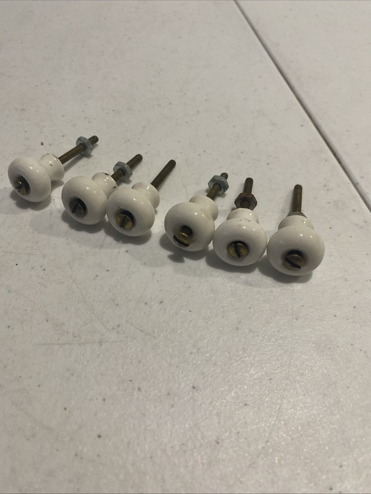 X6 Salvage Vintage Porcelain Shutter Cabinet Pull Knobs W/ Hardware