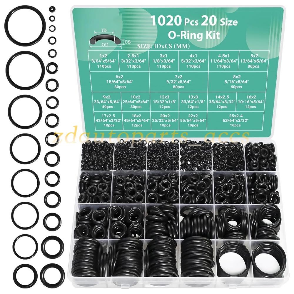 1020 Pcs O Ring Kit 20 Size Nitrile Rubber Oring Assortment Set for Car Auto Veh