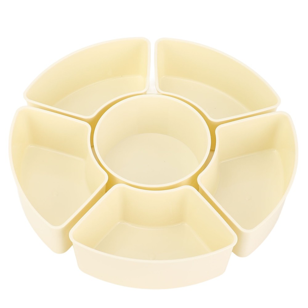 6 Compartment Compact Rotating Snack Tray Storage Container 360° Rotatable