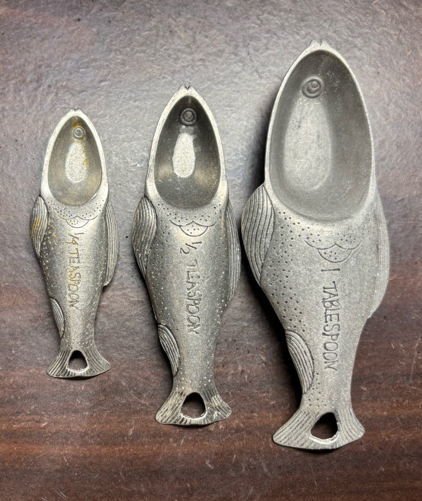 Fish Shaped Pewter Measuring Spoon Set - Bottle Openers