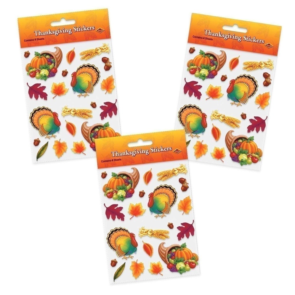 Beistle Thanksgiving Stickers 4 Sheets Per Pkg
