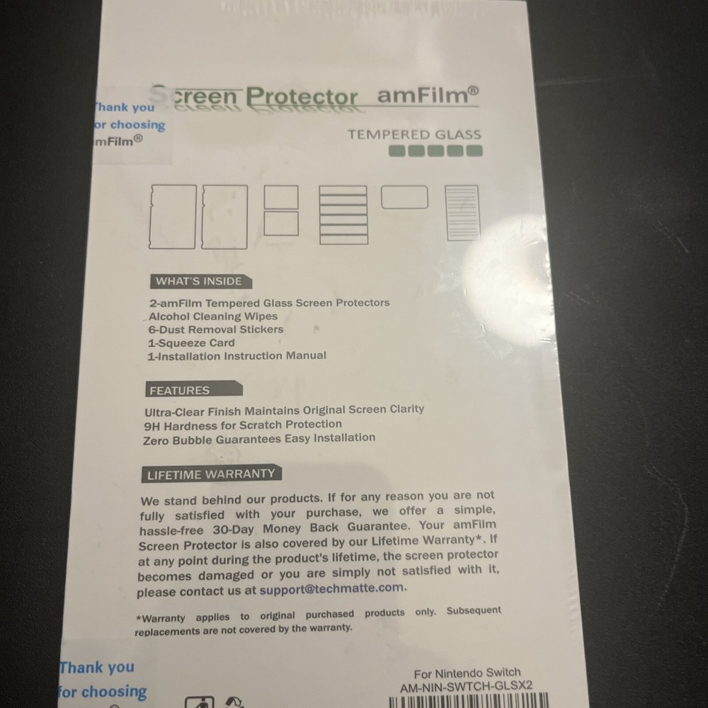 amFilm Nintendo Switch Premium Tempered Glass Screen Protector (2 Pack)