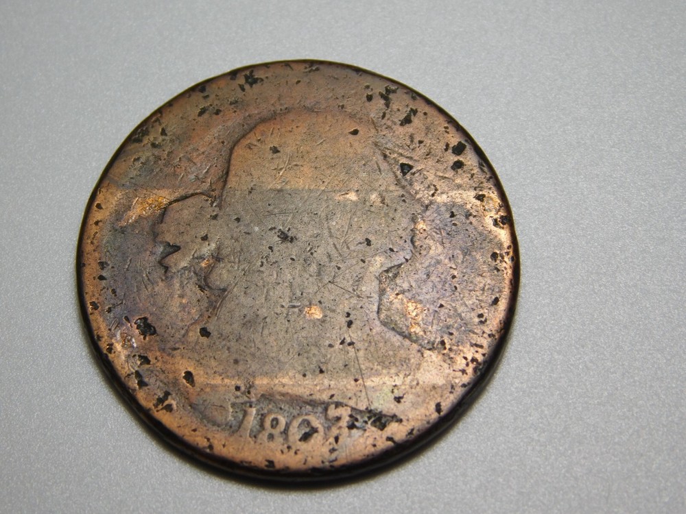 OLD US COPPER COINS 1807 DRAPED BUST LARGE CENT