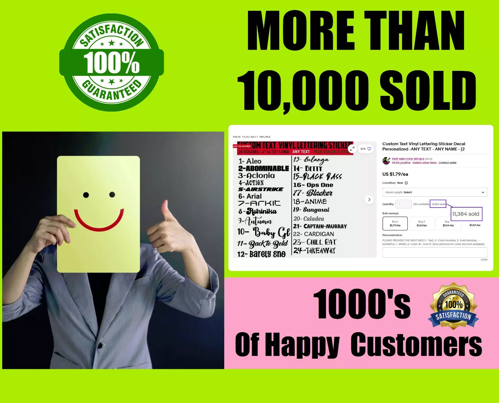 Custom Text Vinyl Lettering Sticker Decal Personalized Any Text - Any Name - [xx