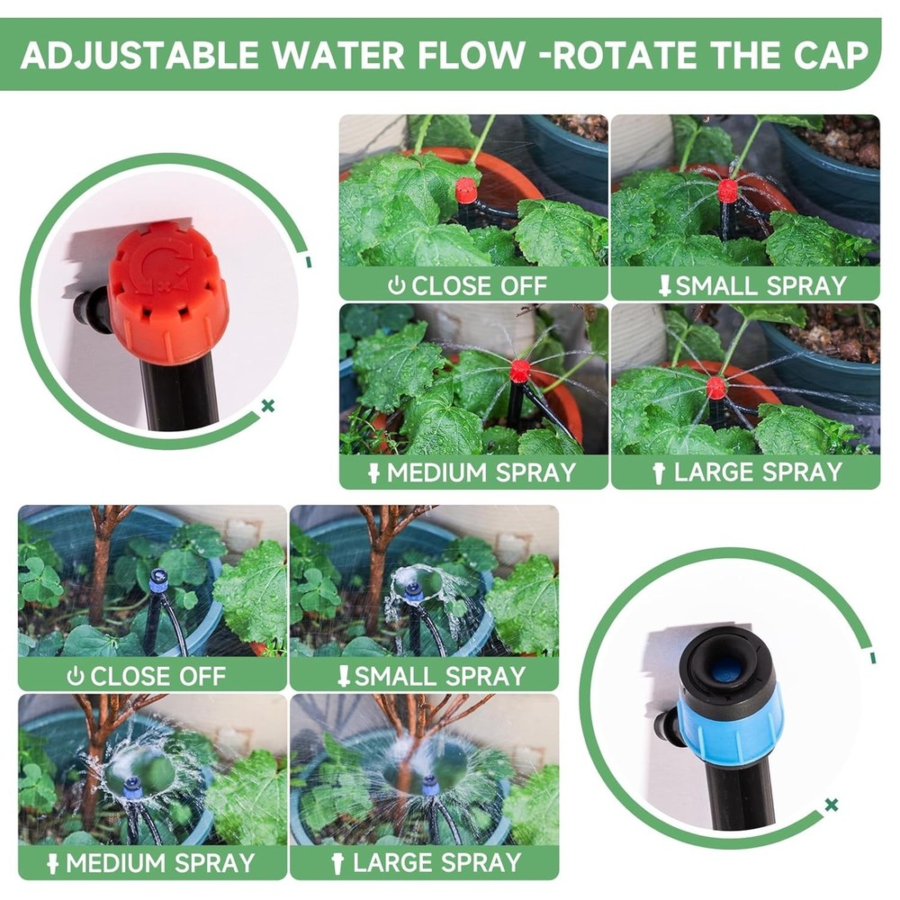 240FT Drip Irrigation System Kit - Automatic Garden Watering, Adjustable, for...