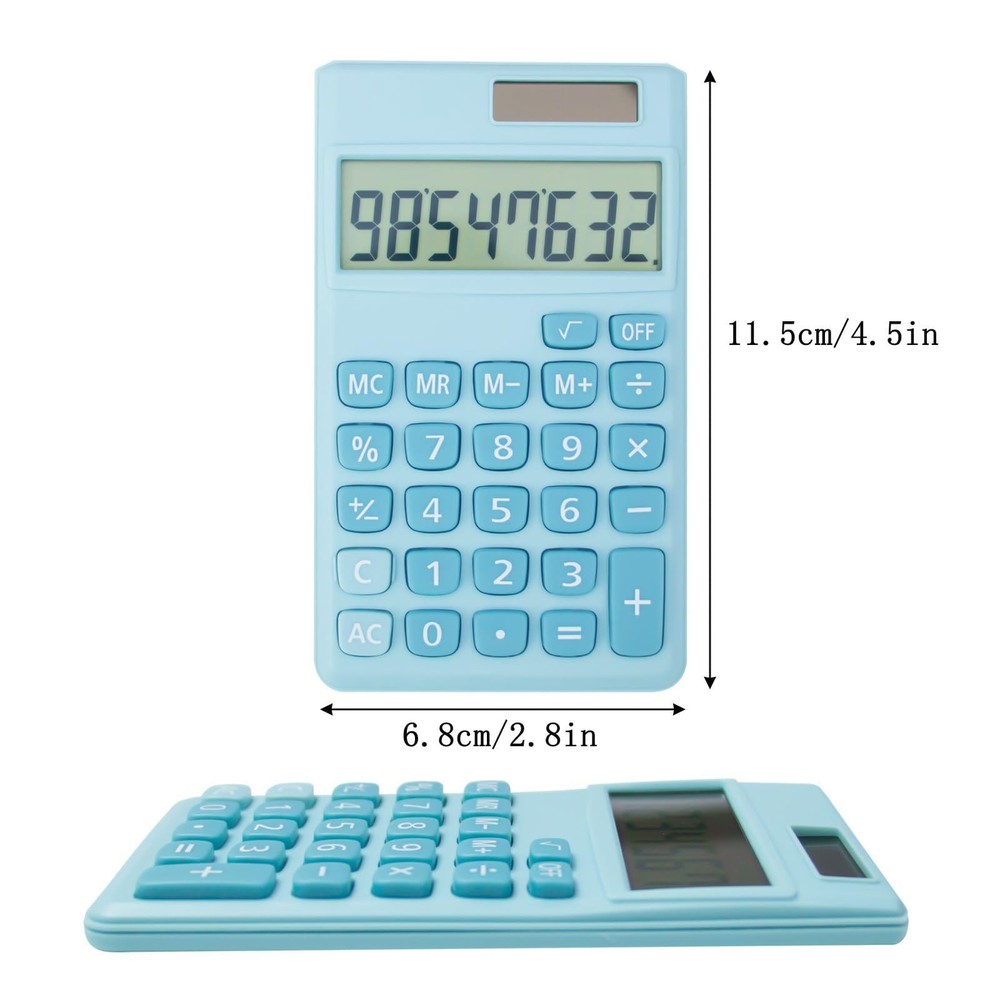 2 PCS Basic Standard Calculators Small Digital Desktop 8-Digit Display Blue