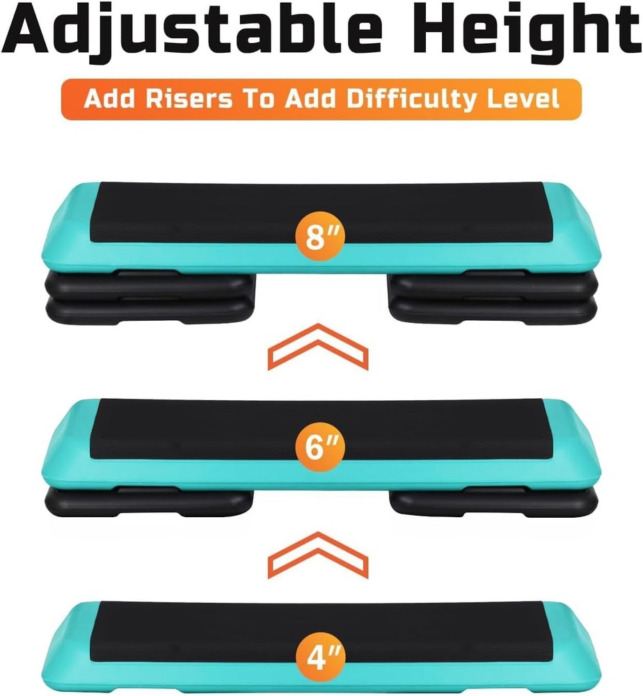 ZENY 43'' Exercise Aerobic Step Platform,Adjustable Fitness Stepper 4 Stackable