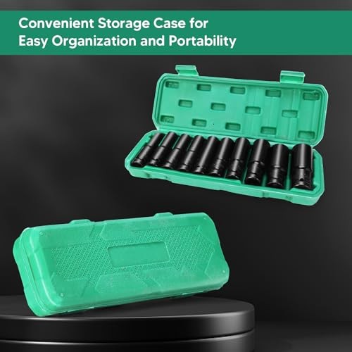 1/2" Drive Impact Socket Set, 12-Piece Deep Socket Set with Extension Bar,