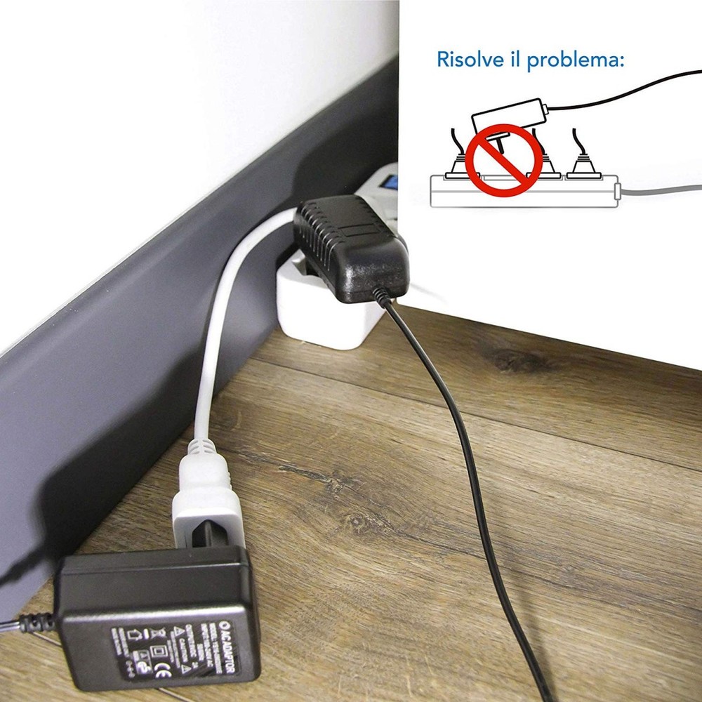 Mini Space Saving Extension Small Plug 10A Cable 20 Cm White Electraline 46005
