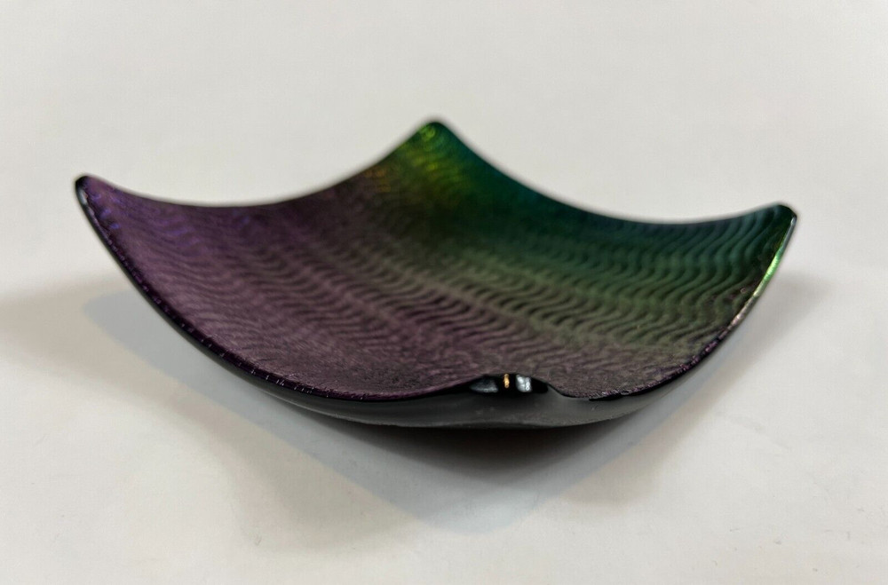 Fused Glass Iridescent Trinket Dish