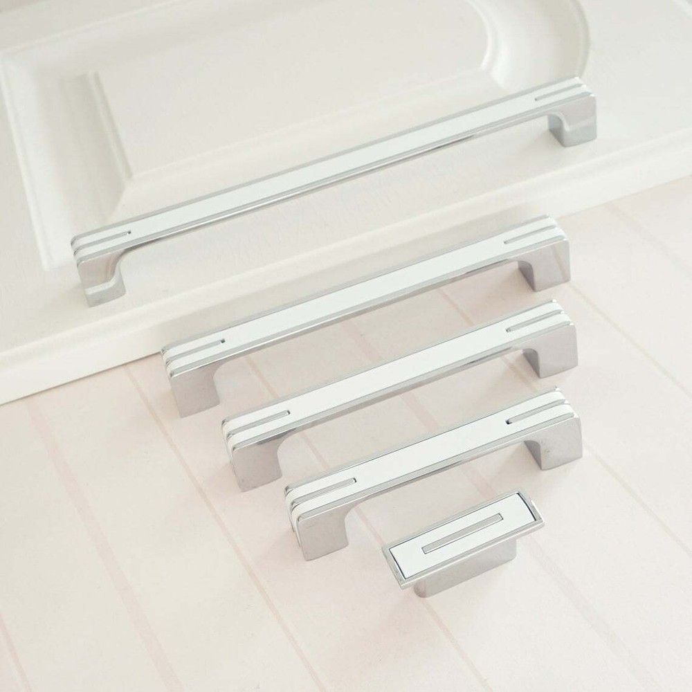Cupboard Cabinet Pull Handles Chrome Silver White Kitchen Door Drawer Pull