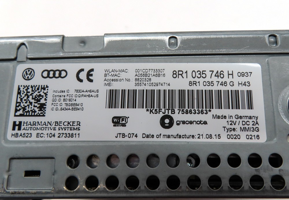 2016 AUDI A4 (B8 8K) FRONT MMI MULTIMEDIA CD PLAYER HEAD UNIT MODULE