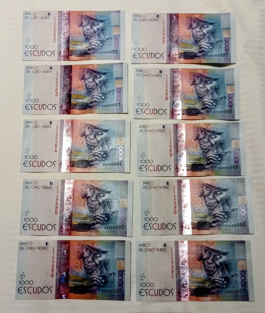 10,000 Cape Verde Escudos CVE in Uncirculated Sequential 1000 CVE Notes