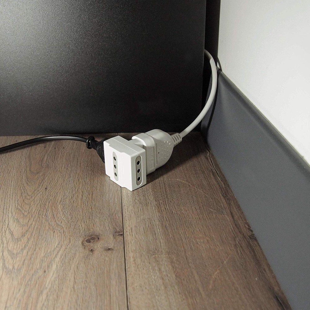 Mini Space Saving Extension Small Plug 10A Cable 20 Cm White Electraline 46005