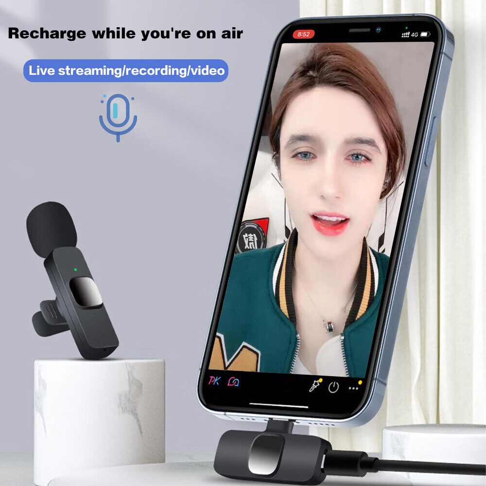 2 Pack For iPhone Lavalier Microphone Wireless Audio Video Recording Mini Mic