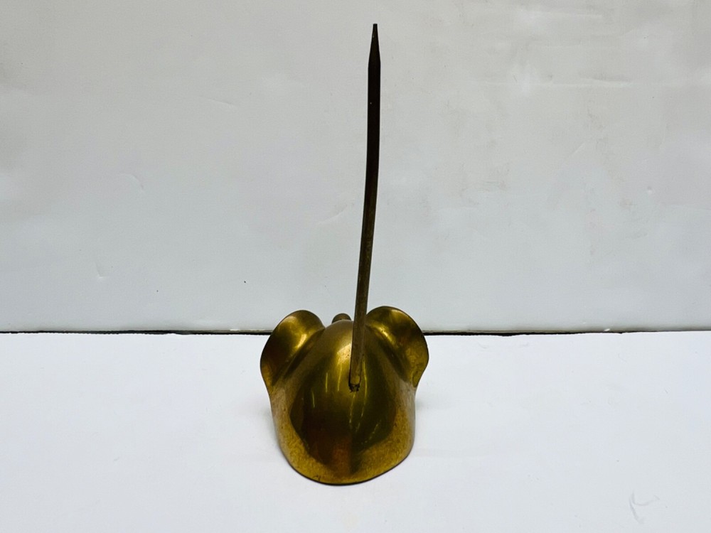 vintage solid brass mouse long tail paper/ ring holder paperweight
