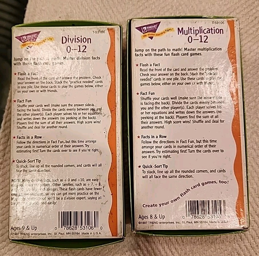 Trend Enterprises Flash Cards ~ Multiplication & Division 0-12