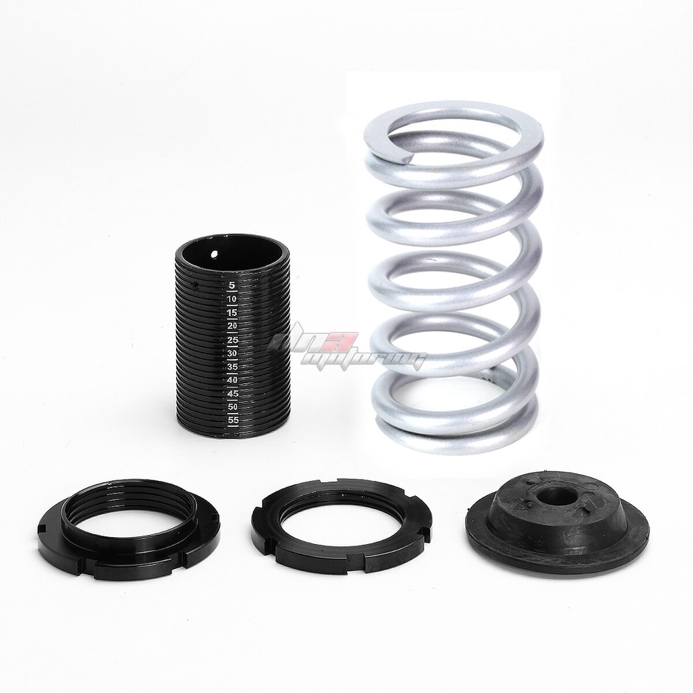 SILVER ADJUSTABLE 1-4" BLACK PERCH SUSPENSION COILOVER SPRING FOR 88-00 EG EK DC