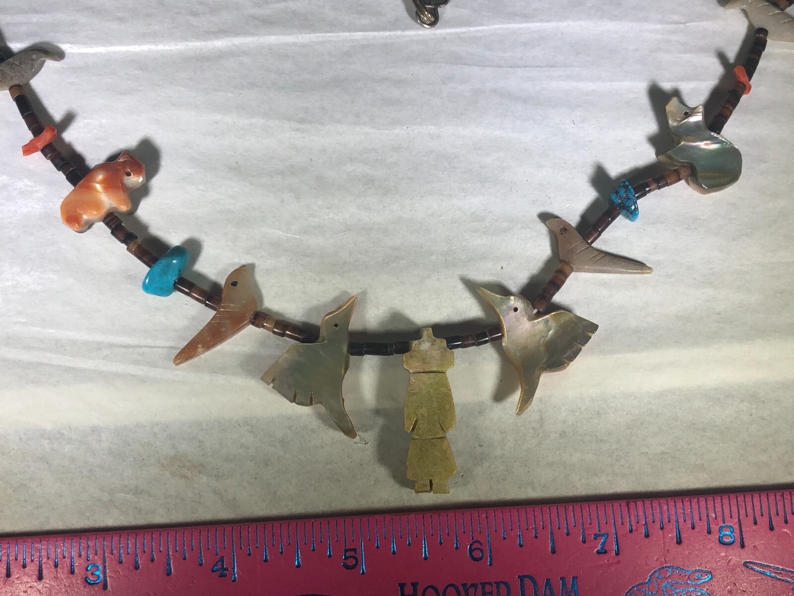 RARE VINTAGE ANTIQUE SOUTH WESTERN NATIVE AMERICAN HAND CARVED FETISH NECKLACE