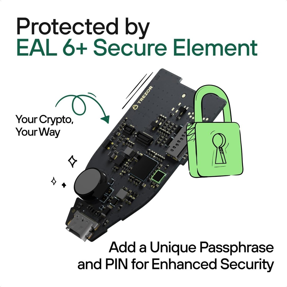 Trezor Safe 5 Crypto Wallet – Touchscreen, Haptic, Secure, Multi‑Coin - Black