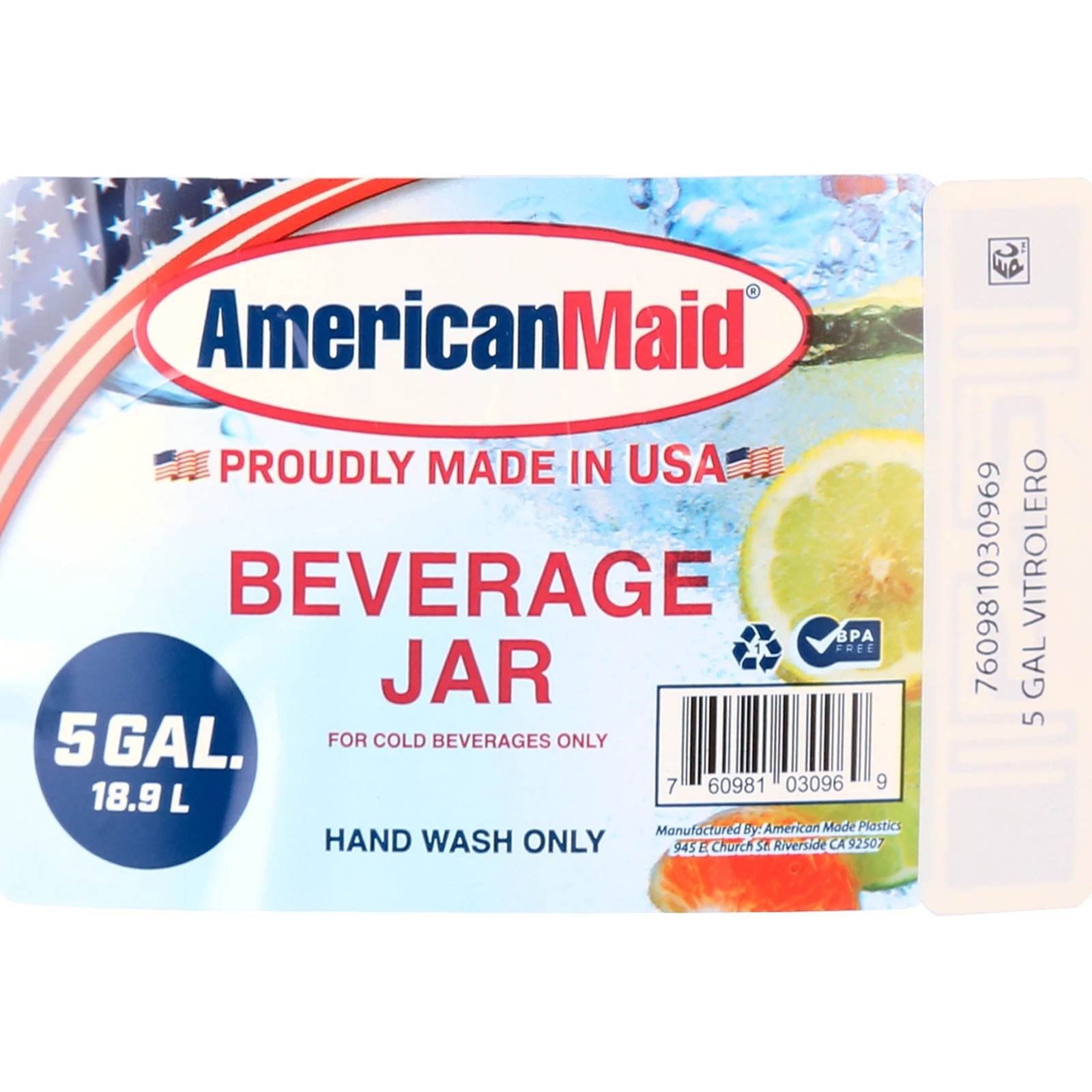 5 Gallon Vitrolero White Beverage Dispenser