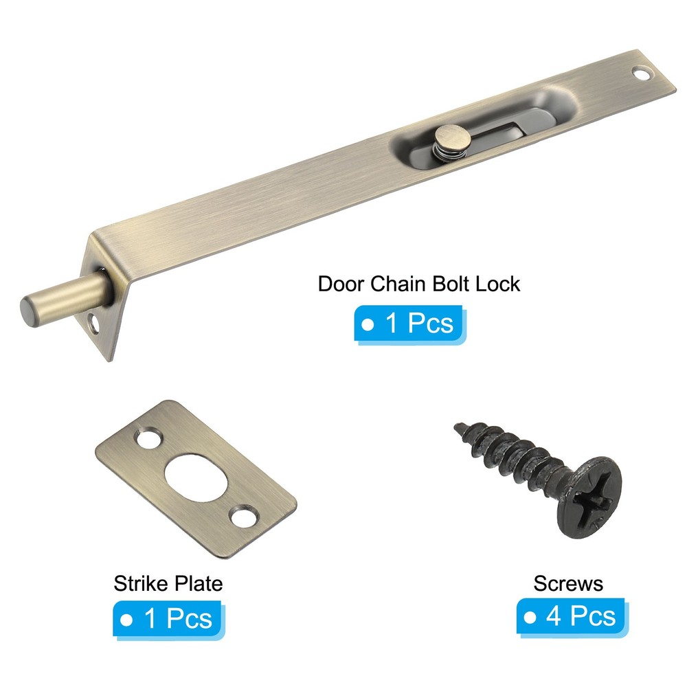8"x0.87" Flush Bolt Door Concealed Slide Lock Latch Bronze