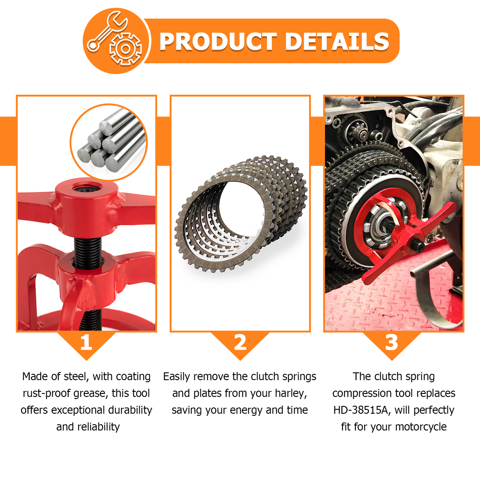 Red Clutch Spring Compressor Compression Tool for Harley Buell 883 Sportster EVO