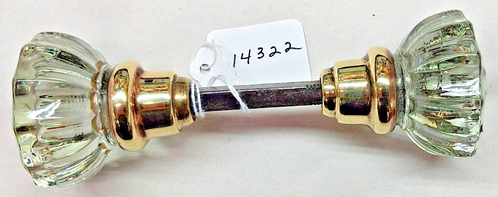 Door Knobs Vintage Glass and Brass Door Knob set (Great for Restoration Project)